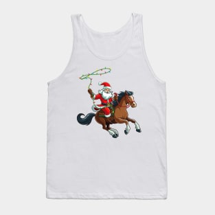 Cowboy Santa Riding A Horse Christmas Funny Tank Top